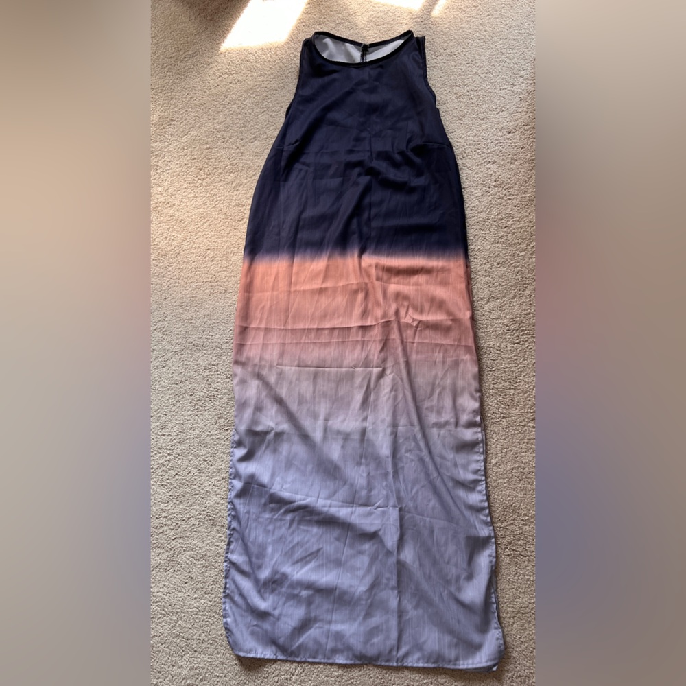 Ombré sleeveless maxi dress pink navy